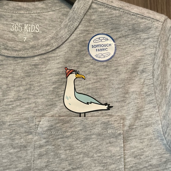 Garanimals Boys Light Gray Tee with Bird Design and pocket size 7-NWT - Picture 3 of 4